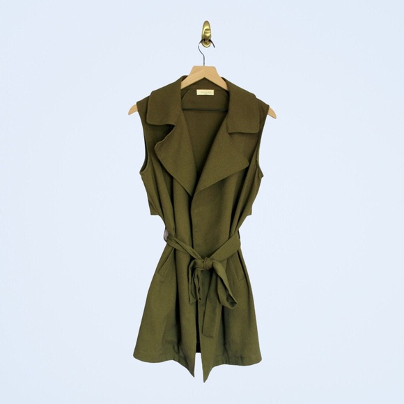 Sophie Rue Jackets & Blazers - SOPHIE RUE Sleeveless Army Green Vest w/ Tie